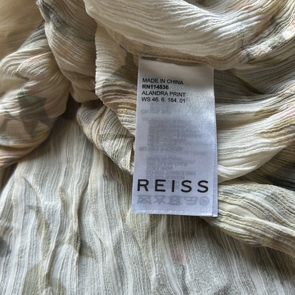 Reiss Alandra Floral Print Blouse Lightweight Top Semi Sheer Crinkle Finish Sz 4 - Picture 11 of 14